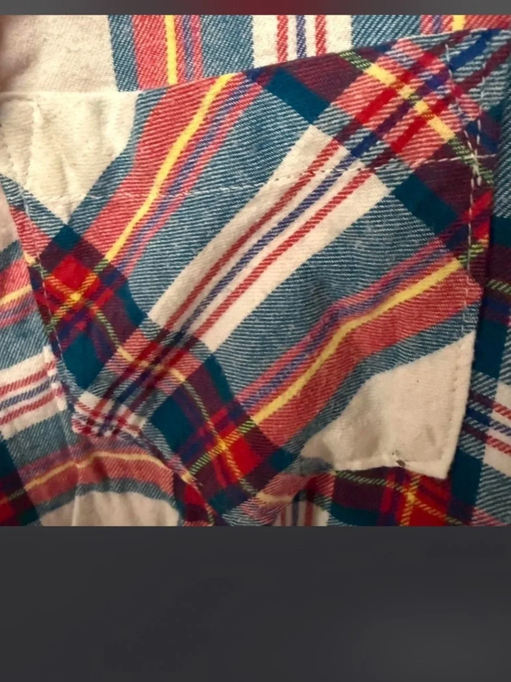 VTG Style Old Navy Plaid Flannel & Red Ribbed Top Set size XS